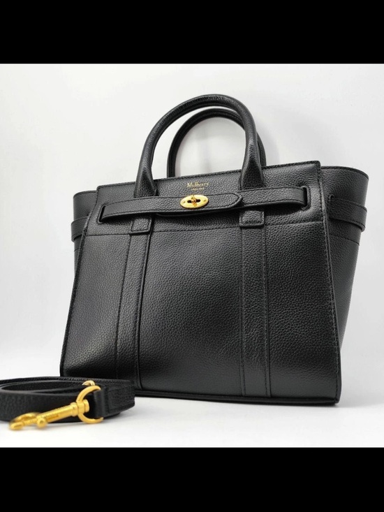 Mulberry Handbags - Mulberry Black Pebbled Leather Tote with Gold Hardware
